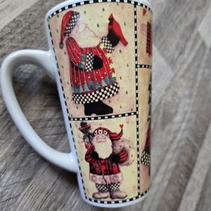 New Creative‎ Tableware Vintage Santa Mug Quiltcore Folk Art Christmas Nostalgic